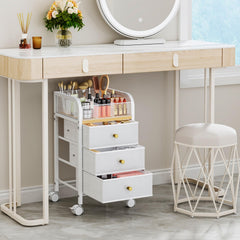 SWTYMIKI rolling makeup cart drawer close-up with smooth-glide drawers