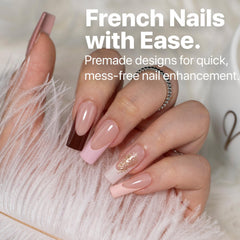 Close-up of SXC French Tip nails ST117KIT showing even edges and glossy finish.