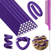 Syhood purple 30pcs 7inch curling rods set for at-home no-heat styling.