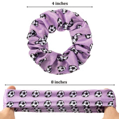 Syhood soccer pattern velvet scrunchie close-up showing durable soft grip