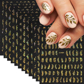SYPAFG gold nail stickers leaf design for easy, luxurious manicure.