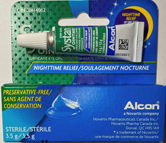 Systane Nighttime Ointment ingredient visual highlighting mineral oil and petrolatum