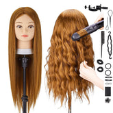 SZCY mannequin head close-up shows 80% human hair for realistic styling practice.
