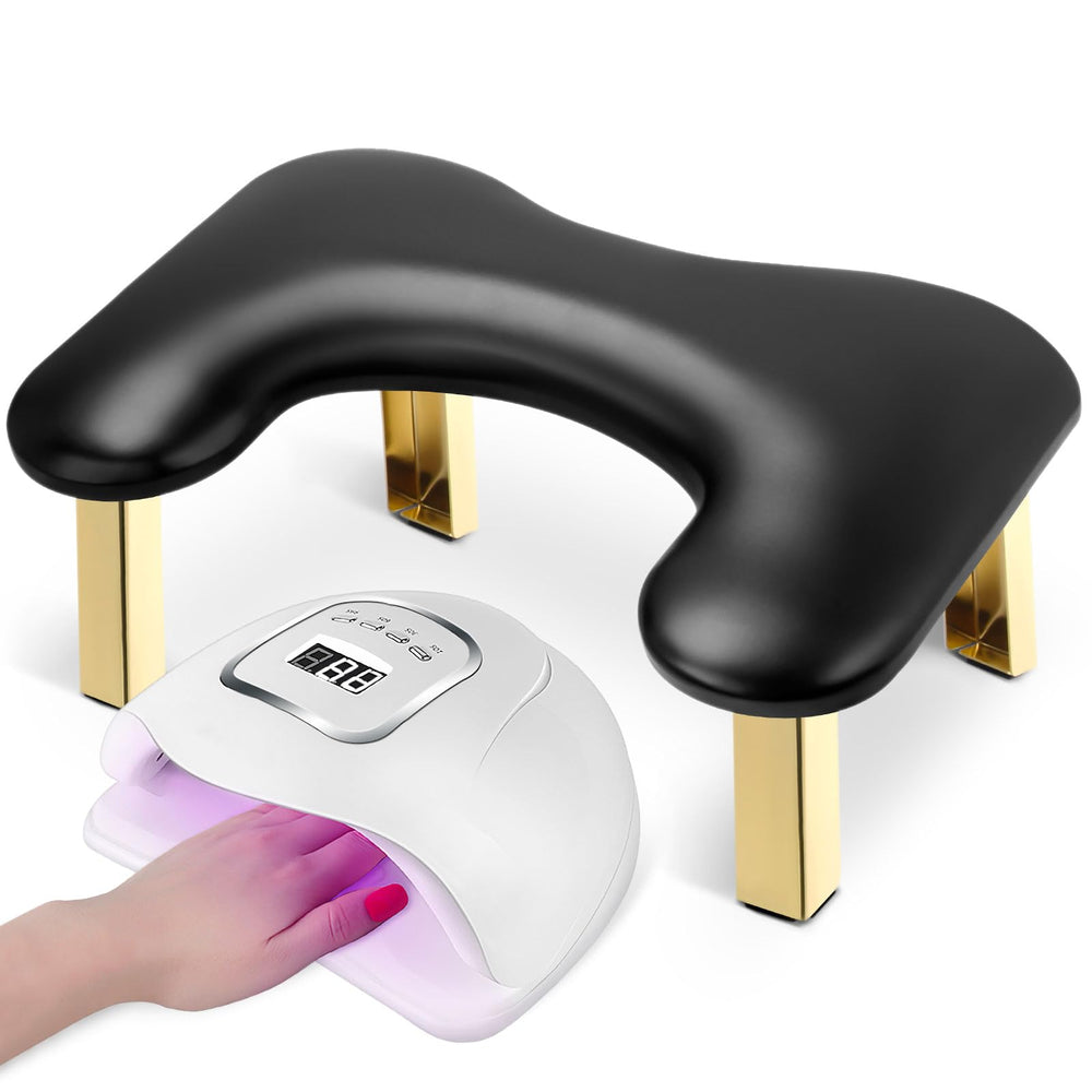SZSJA Nail Arm Rest with foldable legs for compact salon setup and easy storage.