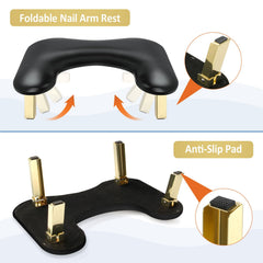 SZSJA Nail Arm Rest with gold metal legs adds sturdy support and a luxurious finish.