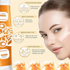 TABOUNTS Orange Exfoliating Gel close-up shows creamy texture for moisturized skin.