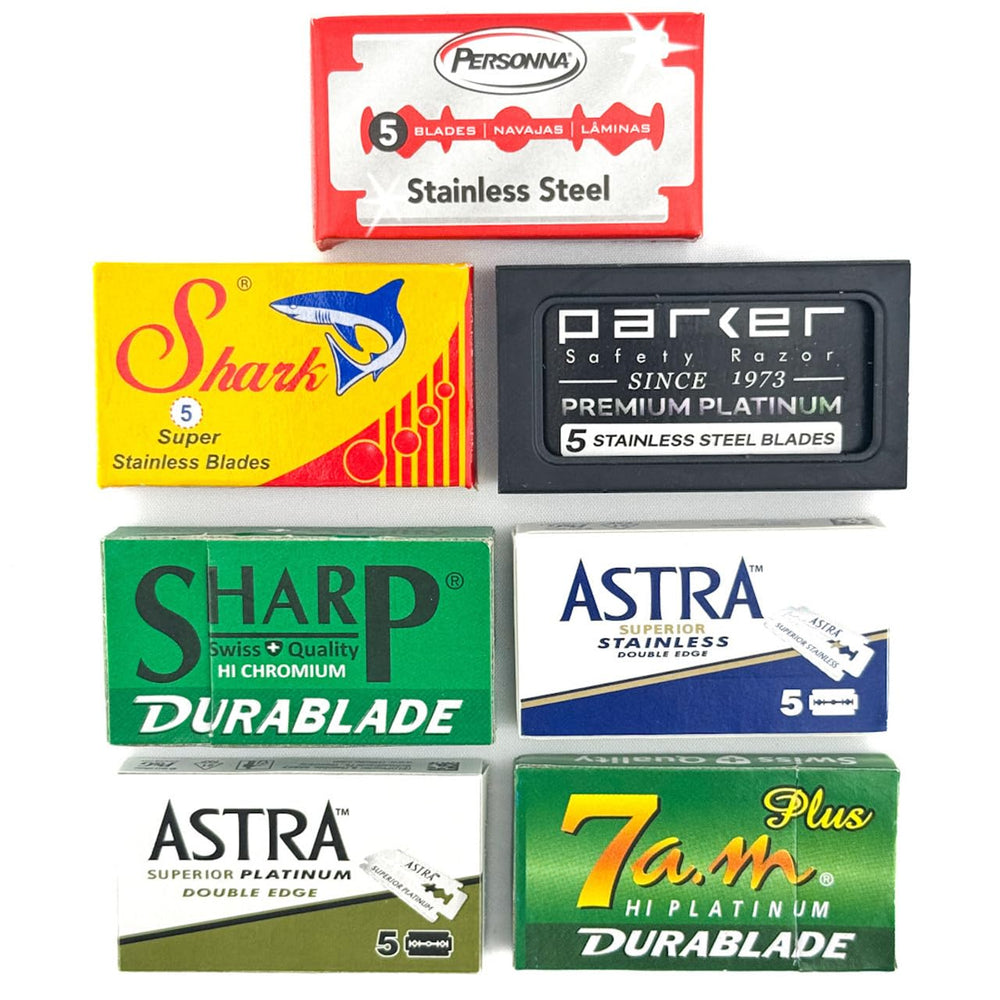 Taconic Shave 105-blade sampler pack front view for personalized shaving variety.