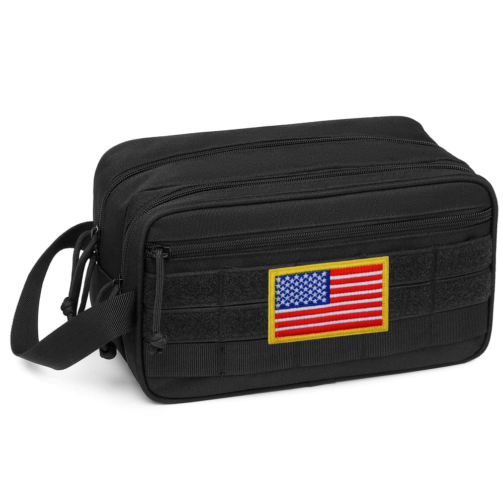 TACTICISM toiletry bag showing separate dry and wet sections for organized travel