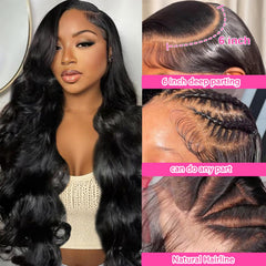 TAFCUK body wave wig pre-plucked baby hair enhances natural-looking hairline.
