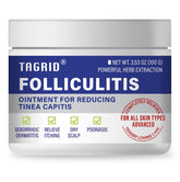 TAGRID Folliculitis Treatment Cream bottle displaying soothing, hydrating formula for daily comfort.