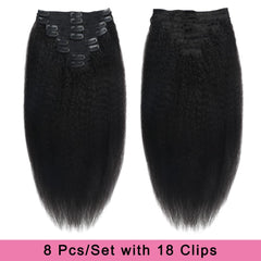 Tahikie full-head clip-in set model for natural blend.