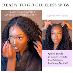 Tahikie glueless wig with pre-plucked hairline for natural look and quick, glue-free wear.