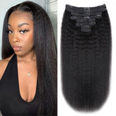 Tahikie kinky straight clip-in extensions pack for instant length and volume.