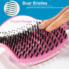 TaiBest boar bristle brush textured grip closeup secure handling during use.