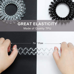 TailaiMei coil hair tie close-up demonstrates flexible spiral for thick or long hair protection.