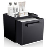 TAINESS glossy black towel box front view showing organized towels