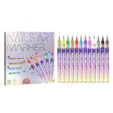 Talzpro 12-colors nail art pens swatches show vibrant palette for bold designs and color coordination.