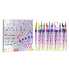 Talzpro 12-colors nail art pens swatches show vibrant palette for bold designs and color coordination.