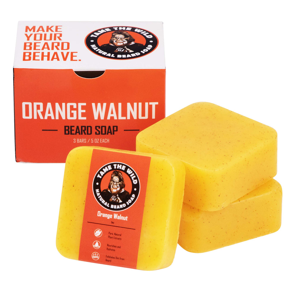 Tame The Wild premium beard wash 3-pack box highlights gift-ready packaging and value