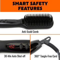 Tame The Wild Pro Beard Straightener anti-scald design reduces burn risk during use.