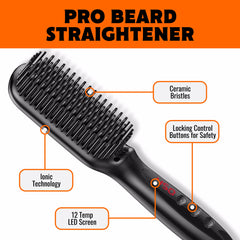 Tame The Wild Pro Beard Straightener side view showing compact, travel-ready design for on-the-go grooming.