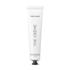 TAN-LUXE The Crème bottle closeup highlighting hydration and gradual self-tan.