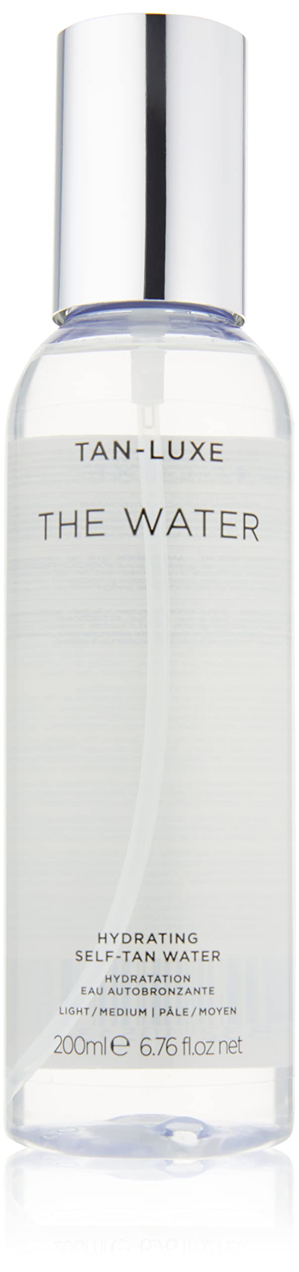 Tan-Luxe The Water mist application shows easy, mess-free coverage for hydrated glow.