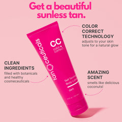 Tanceuticals Dark Self Tanner lotion applied for quick, streak-free bronze finish.