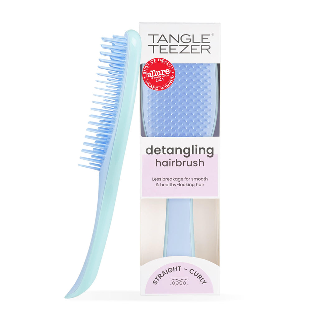Tangle Teezer Ultimate Detangler in denim blues close-up for knot-free detangling