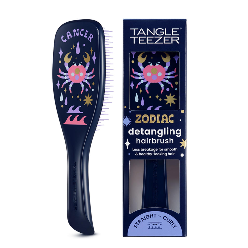 Tangle Teezer Zodiac Ultimate Detangler Cancer brush front view showing two-tier teeth for gentle detangling