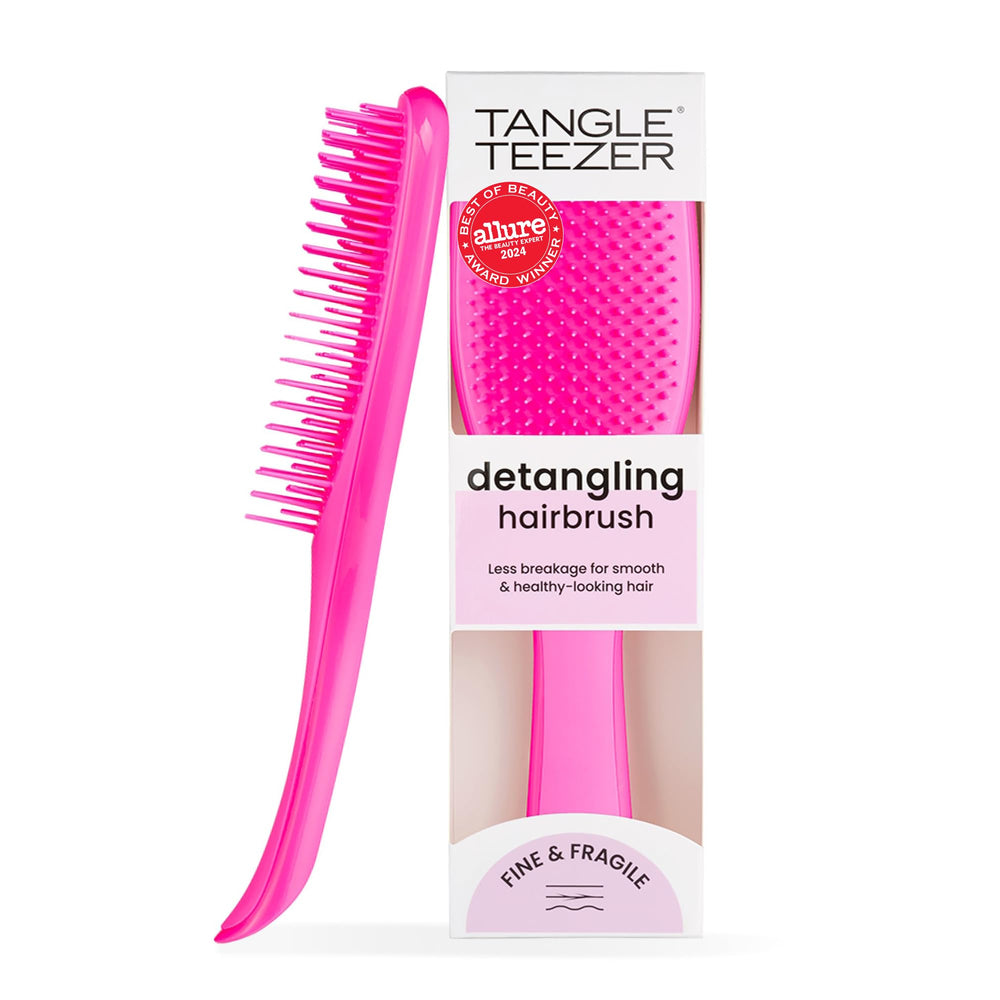 Tangle Teezer Runway Pink front view shows easy detangling for fine hair