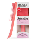 Tangle Teezer Large Ultimate Detangler coral pink front view for easy knot removal