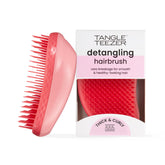 Tangle Teezer Original Detangler Brush Pink Punch angle view for quick detangling and smoother hair.