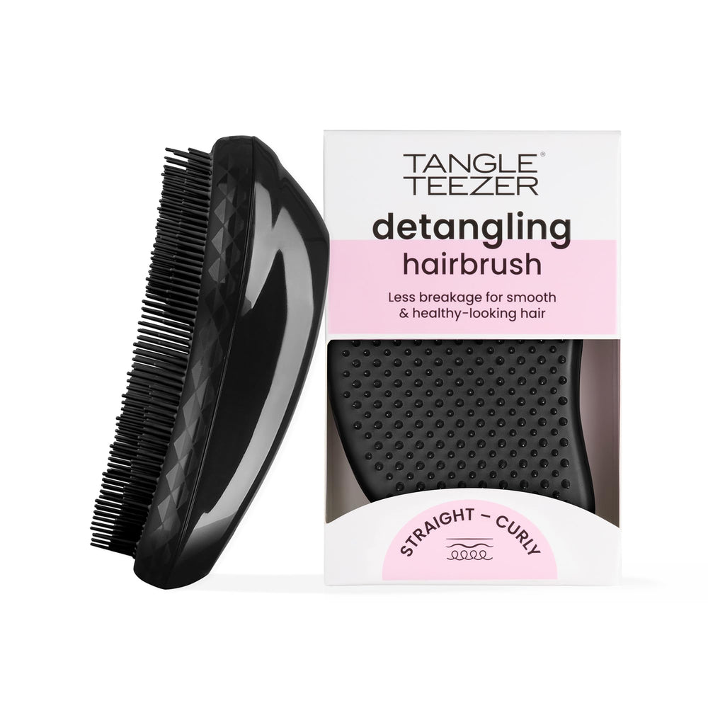 Tangle Teezer Original Detangler Panther Black front view highlights easy detangling for all hair types