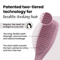 Tangle Teezer Plant-Based Detangler Teeth Closeup highlighting flexible teeth for gentle detangling