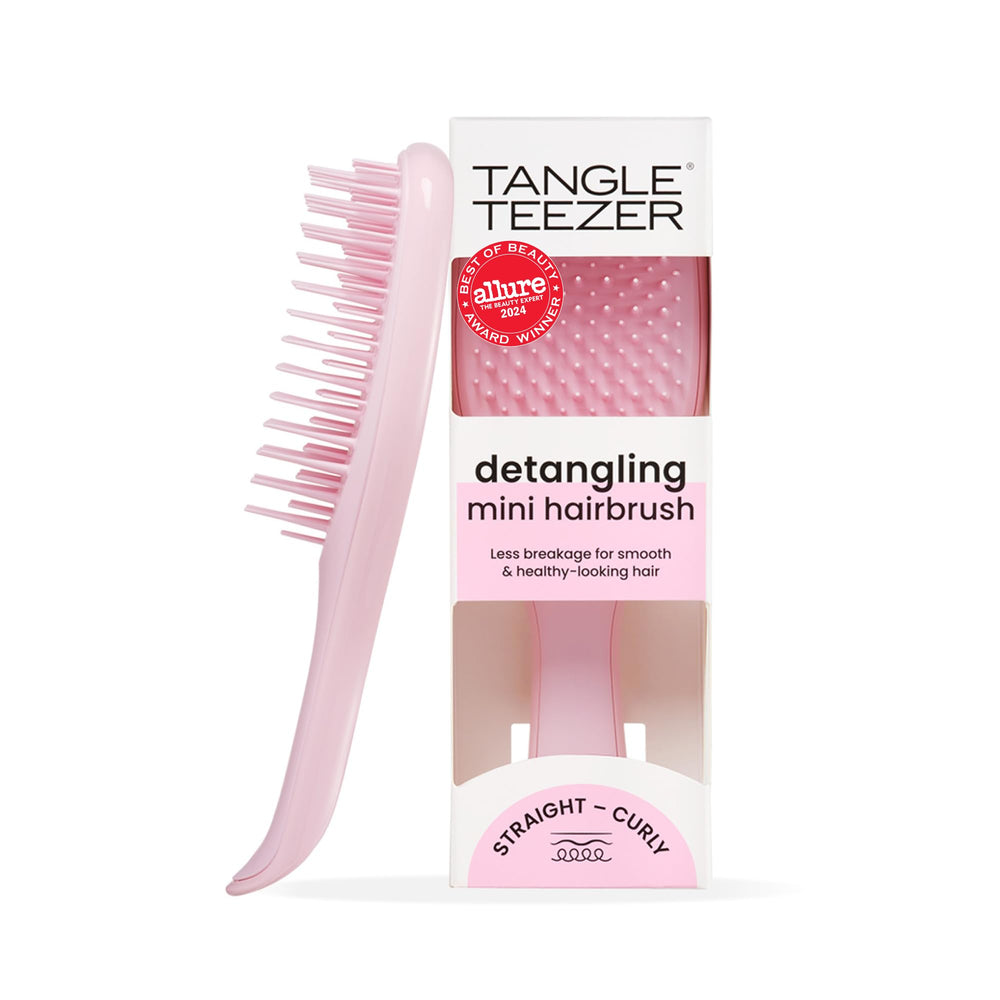 Tangle Teezer Ultimate Detangler in millennial pink ready for travel knot free styling