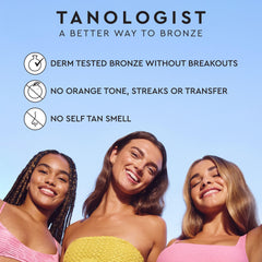 Tanologist Light Self Tan Mousse color guide demonstrates precise, natural-looking coverage.