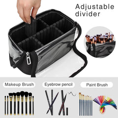 TANTO case interior with adjustable dividers for brush organization.