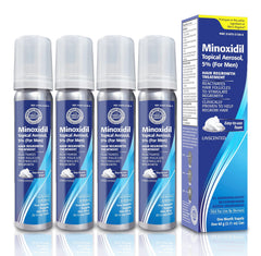 TARO Minoxidil 5% foam bottle for daily scalp treatment.