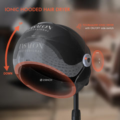 TASALON bonnet dryer with filterable air intake grill for hygiene.