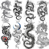 tasroi 8-sheets dragon-tattoos showcase bold black designs for easy body art