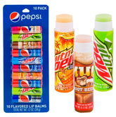 Taste Beauty Pepsi lip balm collection on display delivering subtle flavor and moisture.