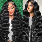 Tasumla 30 inch body wave lace-front wig with natural hairline for daily wear
