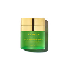 Tata Harper Water-Lock Moisturizer bottle close-up showing silicone-free hydration for daily smoothing.