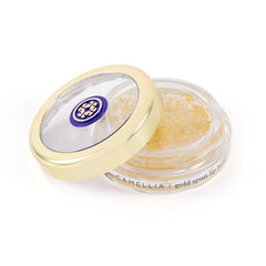 Tatcha Camellia Gold Spun Lip Balm jar delivering deep hydration with Camellia Oil.