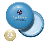 TATCHA Indigo Cleansing Balm jar closeup, buttery texture melts makeup softly