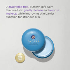 TATCHA Indigo Cleansing Balm texture closeup, buttery-soft feel for gentle cleansing