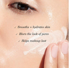 Liquid Silk Canvas application step shows smooth primer layer prepping skin for makeup.