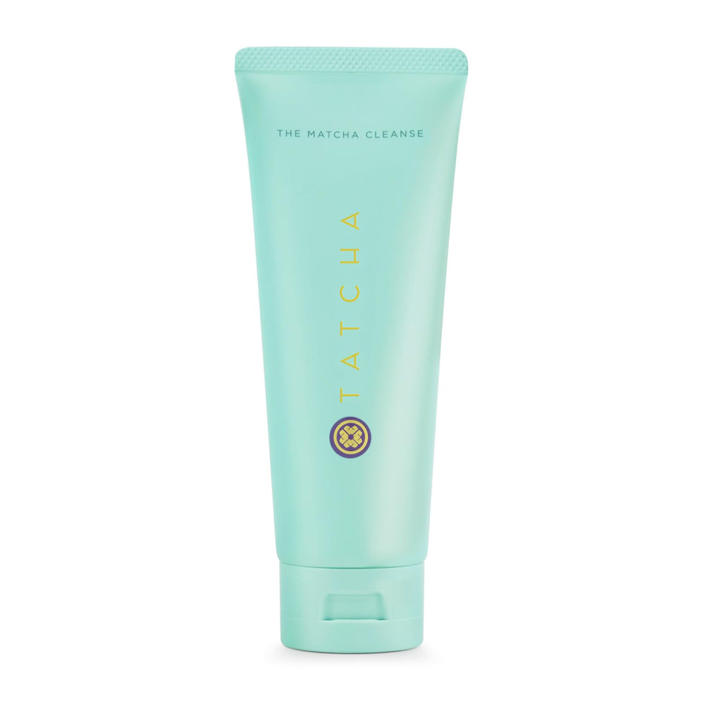 TATCHA The Matcha Cleanse bottle closeup, fragrance-free gel cleanser for gentle daily refreshing cleanse.