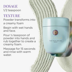 TATCHA Rice Polish Deep rice bran texture highlights nourishing base for balanced skin.